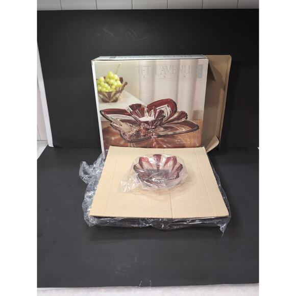 Fifth Avenue Crystal Aurora Chip & Dip Dish, Crystal Serving Dish, Plomb Dish‎ - Picture 1 of 12